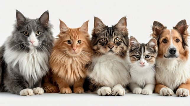 Small Group Pets Cats Dogs Sitting, Desktop Wallpaper Backgrounds, Background HD For Designer