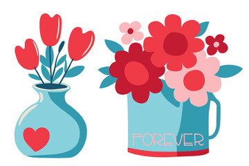 Hand Drawn Rainbow and Clouds. Element for Valentines Day, Wedding and Love Concept Vector Illustration.
