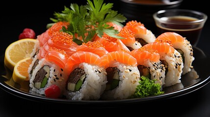 fish salmon sushi, white Salmon Roe sushi