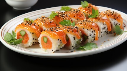fish salmon sushi, white Salmon Roe sushi