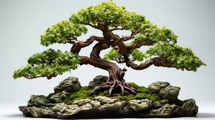 Beautiful tako bonsai tree on white background