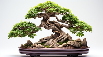 Beautiful tako bonsai tree on white background