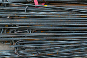 deformed bars on the floor at horizontal composition