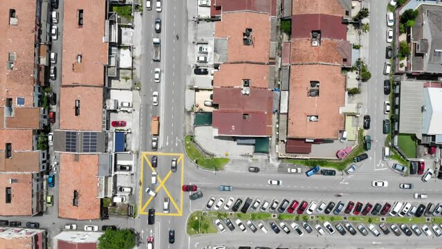 Top aerial video of downtown in petaling jaya