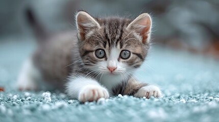 Gray White Kitten Play On Mint, Desktop Wallpaper Backgrounds, Background HD For Designer