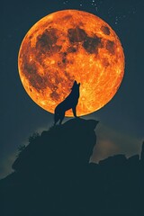 A wolf howls at the moon.