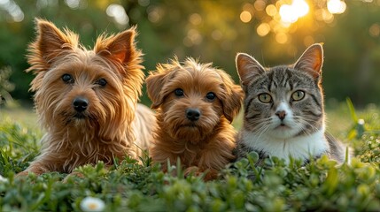 Group Pets Together Outdoors Summer Little, Desktop Wallpaper Backgrounds, Background HD For Designer