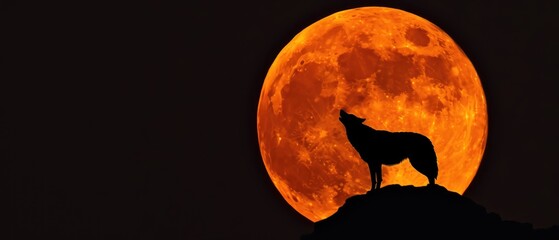 Fototapeta premium A wolf howls at the moon.