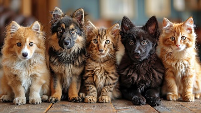 Group Eight Cats Dogs, Desktop Wallpaper Backgrounds, Background HD For Designer