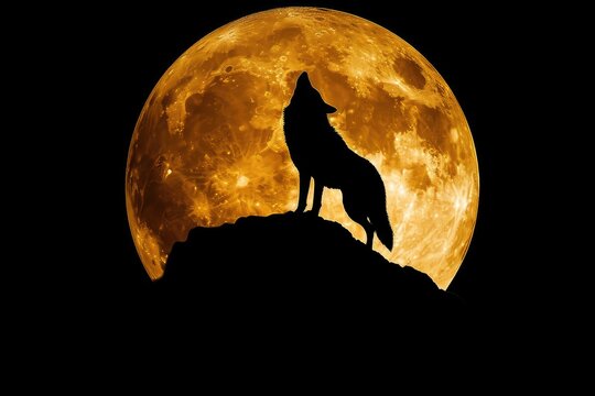 A wolf howls at the moon.