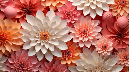 paper art pastel color flower abstract background, 3d rendering - obrazy, fototapety, plakaty
