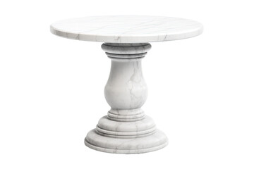 Contemporary Carrara Marble Pedestal Table for Stylish Interiors Isolated on Transparent Background