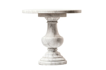 Modern Carrara Marble Pedestal End Table for Sophisticated Spaces Isolated on Transparent Background