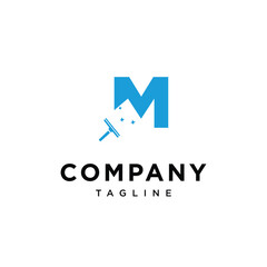 Letter M Glass cleaning logo icon vector template.eps