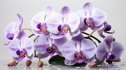 White and Purple Orchid Flowers Bloom