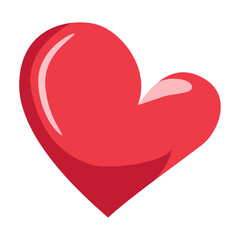 Hand Drawn Modern Red Heart, Three Dimensional. Cartoon Element for Valentines Day, Wedding and Love Concept Vector Illustration.