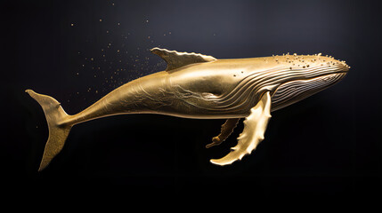 gold whale on white background