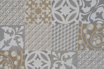 geometric Azulejo tile pattern Portuguese or Spanish retro old tiles mosaic seamless design ornamental background