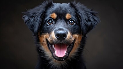Fototapeta premium Funny Studio Portrait Cute Smiling Puppy, Desktop Wallpaper Backgrounds, Background HD For Designer