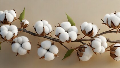 Cotton Whispers: Minimalist Composition with White Branches on Beige