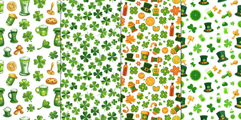 set of seamless pattern St. Patrick's Day tile.