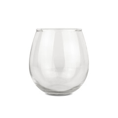 A round glass cup isolated on white background