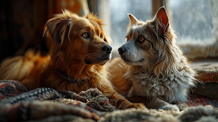 Dog Cat Best Friends Looking Out, Desktop Wallpaper Backgrounds, Background HD For Designer