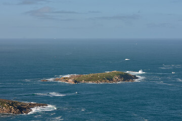 Fototapeta na wymiar The Estelas Islands make up a small archipelago formed by the two main islands: Estela de interior, the largest, and Estela de fóra (depending on their proximity or distance from the continent) and th