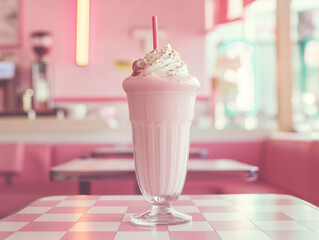 Sipping Nostalgia: Transport yourself to a bygone era with this classic American diner scene, where indulgent milkshakes and retro charm take center stage