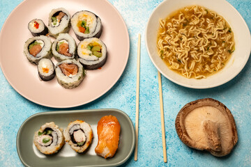 sushi on a pink plate