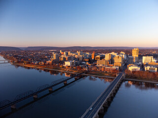 Harrisburg Pennsylvania Aerial Sunset Photo - obrazy, fototapety, plakaty