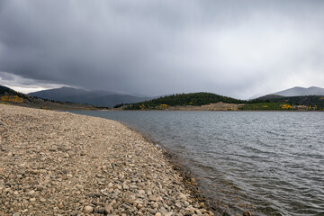Stormy clouds over Dillon reservoir, Colorado