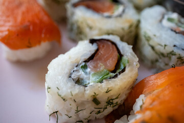 sushi with salmon