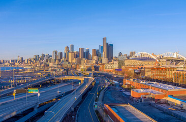 Naklejka na ściany i meble Seattle, Washington skyline in December