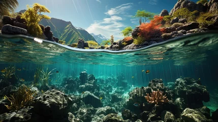 Fotobehang Underwater view of coral reef. Life in tropical waters. © Hnf