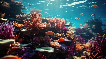 Underwater world with beautiful coral reefs and fish