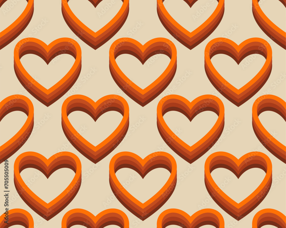 Aufkleber groovy hearts seamless pattern. psychedelic distorted vector background in 1970s-1980s hippie retro 