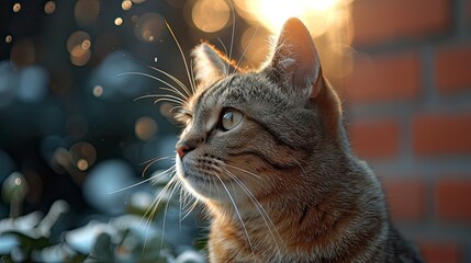 Close Cat Looking Away While Sitting, Desktop Wallpaper Backgrounds, Background HD For Designer