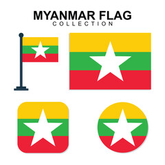 Myanmar Country National Flag set