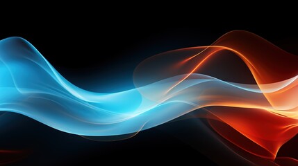 Neon lights vector-style image of orange blue wave. Created with Ai