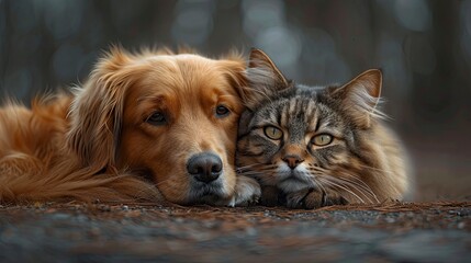 Adorable Cat Dog Resting Together Home, Desktop Wallpaper Backgrounds, Background HD For Designer