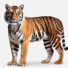 Fototapeta premium A full-body shot of a tiger on a white background.