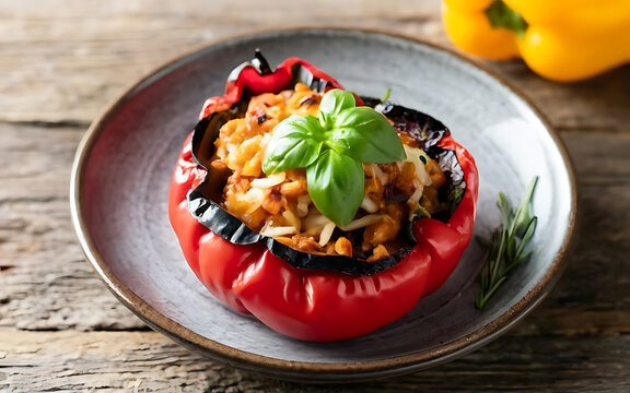 Capture the essence of Stuffed Peppers in a mouthwatering food photography shot