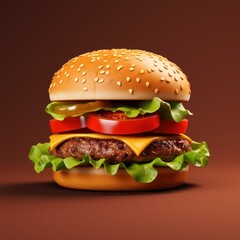 A 3D clay rendering of a hamburger.