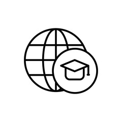 Online university outline icons, minimalist vector illustration ,simple transparent graphic element .Isolated on white background