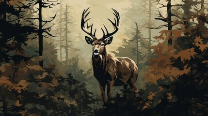 deer in the forest illustration