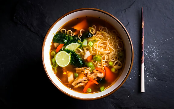 Capture the essence of Noodle Soup in a mouthwatering food photography shot
