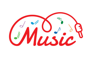 music logo. music with headphone