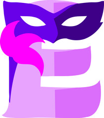Party Mask Alphabet Letter E Vector Element