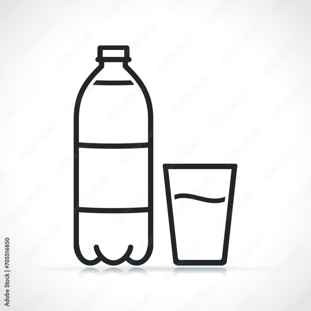 Wall mural bottle and glass outline icon